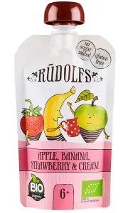 Dojčenská výživa jablko, banán, jahoda, smotana - kapsička 110 g BIO   RUDOLFS