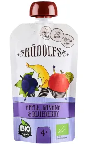 Dojčenská výživa jablko, banán, čučoriedka - kapsička 110 g BIO   RUDOLFS
