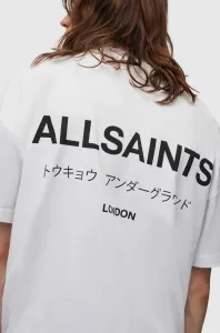 Bavlnené tričko AllSaints biela farba, s potlačou