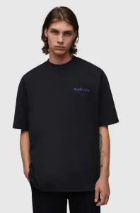 Bavlnené tričko AllSaints UNDERGROUND SS CREW pánske, čierna farba, s potlačou #8675607