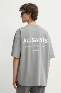 Bavlnené tričko AllSaints UNDERGROUND SS CREW pánske, šedá farba, s potlačou
