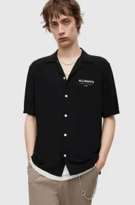 Košeľa AllSaints pánska, čierna farba, regular #8920422