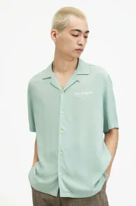 Košeľa AllSaints pánska, zelená farba, regular