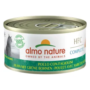 Výhodné balenie Almo Nature HFC Complete 12 x 70 g - kuracie so zelenými fazuľkami