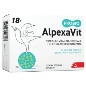 AlpexaVit Probio Komplex vitamínov, minerálov a kultúr mikroorganizmov 18+ 30 tvrdých kapsúl