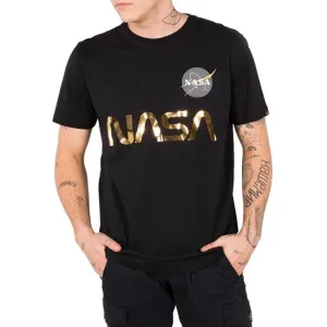 Pánske tričko alpha industries NASA Reflective T-Shirt Black - 2XL