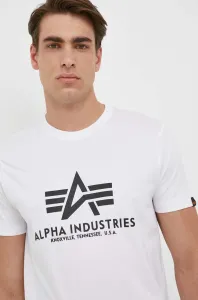 Bavlnené tričko Alpha Industries Basic T-Shirt 100501.09, biela farba, s potlačou #5988469