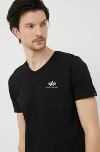Bavlnené tričko Alpha Industries 106513.03-Black, čierna farba, jednofarebný