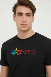 Bavlnené tričko Alpha Industries čierna farba, s potlačou #8589253