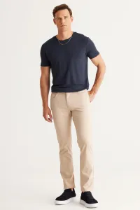 ALTINYILDIZ CLASSICS Men's Beige Comfort Fit Relaxed Fit Greensboro Cotton Flexible Trousers