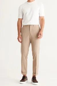 ALTINYILDIZ CLASSICS Men's Beige Slim Fit Slim Fit Elastic Waist Flexible Classic Fabric Trousers #9157844