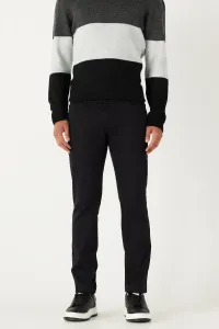 ALTINYILDIZ CLASSICS Men's Black 360 Degree All-Direction Stretch Slim Fit Slim Fit Cotton Comfort Trousers