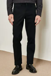 ALTINYILDIZ CLASSICS Men's Black Comfort Fit Relaxed Cut Flexible Dobby Casual Trousers