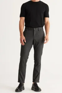 ALTINYILDIZ CLASSICS Men's Black Slim Fit Slim Fit Side Pocket Tweet Pattern Elastic Waist Classic Fabric Trousers #9164446