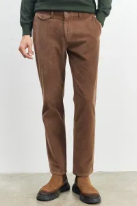 ALTINYILDIZ CLASSICS Men's Brown Comfort Fit Relaxed Cut Velvet Flexible Trousers