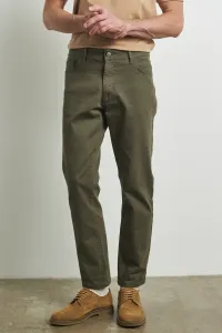 ALTINYILDIZ CLASSICS Men's Khaki Comfort Fit Relaxed Cut Greensboro Dobby Stretch Trousers