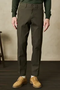 ALTINYILDIZ CLASSICS Men's Khaki Comfort Fit Relaxed Fit Flexible Dobby Casual Trousers