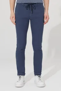 ALTINYILDIZ CLASSICS Men's Navy Blue Slim Fit Slim Fit Diagonal Patterned Tie Waist Flexible Trousers #8686144