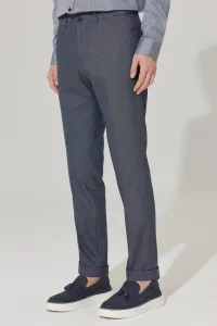 ALTINYILDIZ CLASSICS Men's Navy Blue Slim Fit Slim Fit Patterned Flexible Elastic Waist Trousers