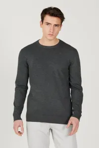 ALTINYILDIZ CLASSICS Men's Anthracite-Melange Standard Fit Regular Fit Crew Neck Knitwear Sweater