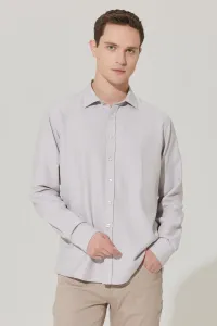 ALTINYILDIZ CLASSICS Men's Beige Slim Fit Slim Fit Classic Collar Cotton Dobby Shirt