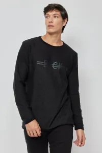 ALTINYILDIZ CLASSICS Men's Black-anthracite Standard Fit Regular Fit Crew Neck Printed Knitwear Sweater