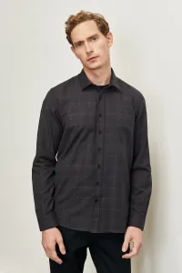 ALTINYILDIZ CLASSICS Men's Black Slim Fit Slim Fit Classic Collar Plaid Shirt
