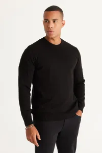 ALTINYILDIZ CLASSICS Men's Black Standard Fit Regular Fit Crew Neck Cotton Knitwear Sweater