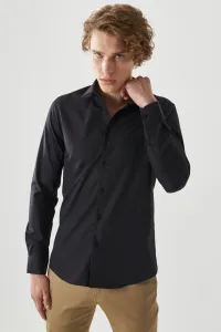 ALTINYILDIZ CLASSICS Men's Black Tailored Slim Fit Slim Fit Shirt