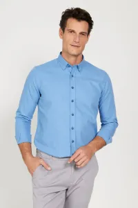 ALTINYILDIZ CLASSICS Men's Blue Slim Fit Slim Fit Buttoned Collar Flannel Lumberjack Winter Shirt #8727560