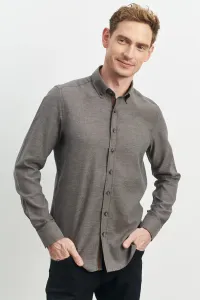 ALTINYILDIZ CLASSICS Men's Brown Slim Fit Slim Fit Buttoned Collar Flannel Lumberjack Shirt