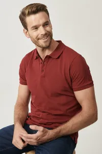 ALTINYILDIZ CLASSICS Pánske bordové červené tričko s krátkym rukávom 100% bavlna s rolovacím golierom slim fit slim fit polo výstrih s krátkym rukávom