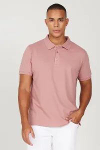 ALTINYILDIZ CLASSICS Pánske sušené ružové tričko s krátkym rukávom zo 100% bavlny s rolovacím golierom slim fit slim fit polo s krátkym rukávom