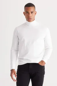 ALTINYILDIZ CLASSICS Men's Ecru Standard Fit Normal Cut Full Turtleneck Knitwear Sweater