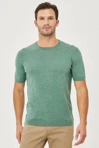 ALTINYILDIZ CLASSICS Men's Green 360 Degree Stretch in All Directions Slim Fit Slim Fit 100% Cotton Knitwear T-Shirt #8843504