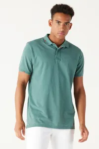 ALTINYILDIZ CLASSICS Pánske zelené Slim Fit Slim Fit polo výstrih bavlnené tričko s krátkym rukávom