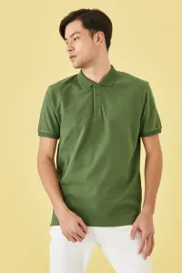 ALTINYILDIZ CLASSICS Pánske khaki tričko s krátkym rukávom zo 100% bavlny proti rolovaniu slim fit slim fit polo výstrih s krátkym rukávom