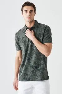 ALTINYILDIZ CLASSICS Men's Khaki-Black Slim Fit Narrow Cut Polo Neck 100% Cotton T-Shirt #8843699