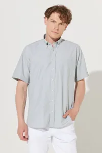 ALTINYILDIZ CLASSICS Men's Khaki Comfort Fit Relaxed Fit Buttoned Collar Dobby Short Sleeve Shirt