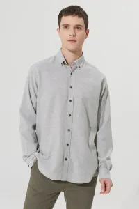 ALTINYILDIZ CLASSICS Men's Khaki Comfort Fit Relaxed Cut Buttoned Collar Linen Shirt