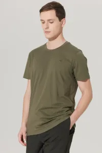 ALTINYILDIZ CLASSICS Pánske Khaki Slim Fit tričko s logom Crew 100% Bavlna s krátkym rukávom