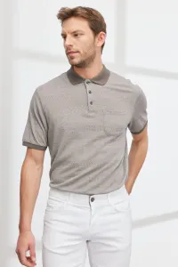 ALTINYILDIZ CLASSICS Men's Mink Comfort Fit Comfortable Cut Polo Neck Jacquard T-Shirt