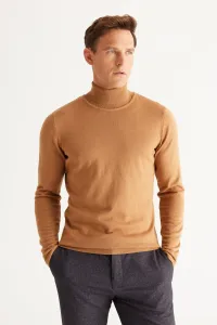 ALTINYILDIZ CLASSICS Men's Mink Standard Fit Regular Fit Full Turtleneck Knitwear Sweater
