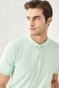 ALTINYILDIZ CLASSICS Men's Mint Standard Fit Normal Cut 100% Cotton Polo Neck Knitwear T-Shirt