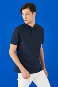 ALTINYILDIZ CLASSICS Pánska námornícka modrá 100% bavlna Roll-up golier slim fit slim fit polo výstrih tričko s krátkym rukávom