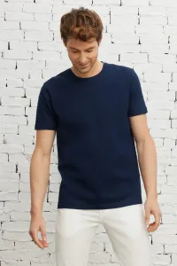 ALTINYILDIZ CLASSICS Men's Navy Blue Slim Fit Slim Fit Crew Neck 100% Cotton Short Sleeved T-Shirt