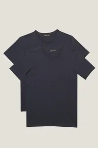 ALTINYILDIZ CLASSICS Pánske Námornícke modré Slim Fit Slim Fit V-Neck 100% Bavlnené tričko 2-pack