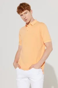 ALTINYILDIZ CLASSICS Pánske oranžové Slim Fit Slim Fit polo výstrih 100% bavlnené vzorované tričko s krátkym rukávom