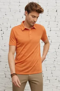 ALTINYILDIZ CLASSICS Pánske tričko s oranžovým slim fit slim fit polo výstrihom s krátkym rukávom