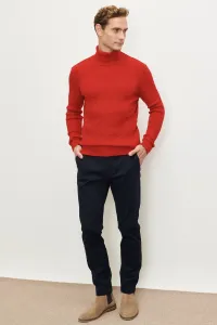ALTINYILDIZ CLASSICS Men's Red Standard Fit Normal Cut Full Turtleneck Knitwear Sweater